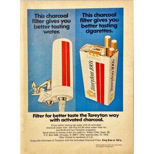 Tareyton 100's Filter Cigarettes "With Activated Charcoal" Playboy Vtg Print Ad